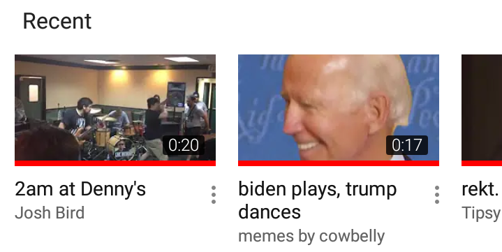Recent YouTube watches