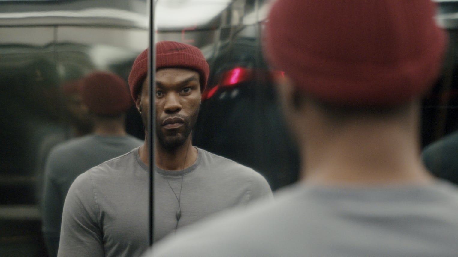 Yahya Abdul-Mateen II in Candyman 2021 Elevator Mirror